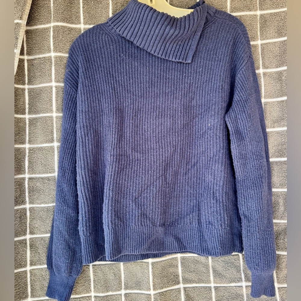 Talbots Chunky Ribbed Knit Split Cowl Neck Cropped Sweater